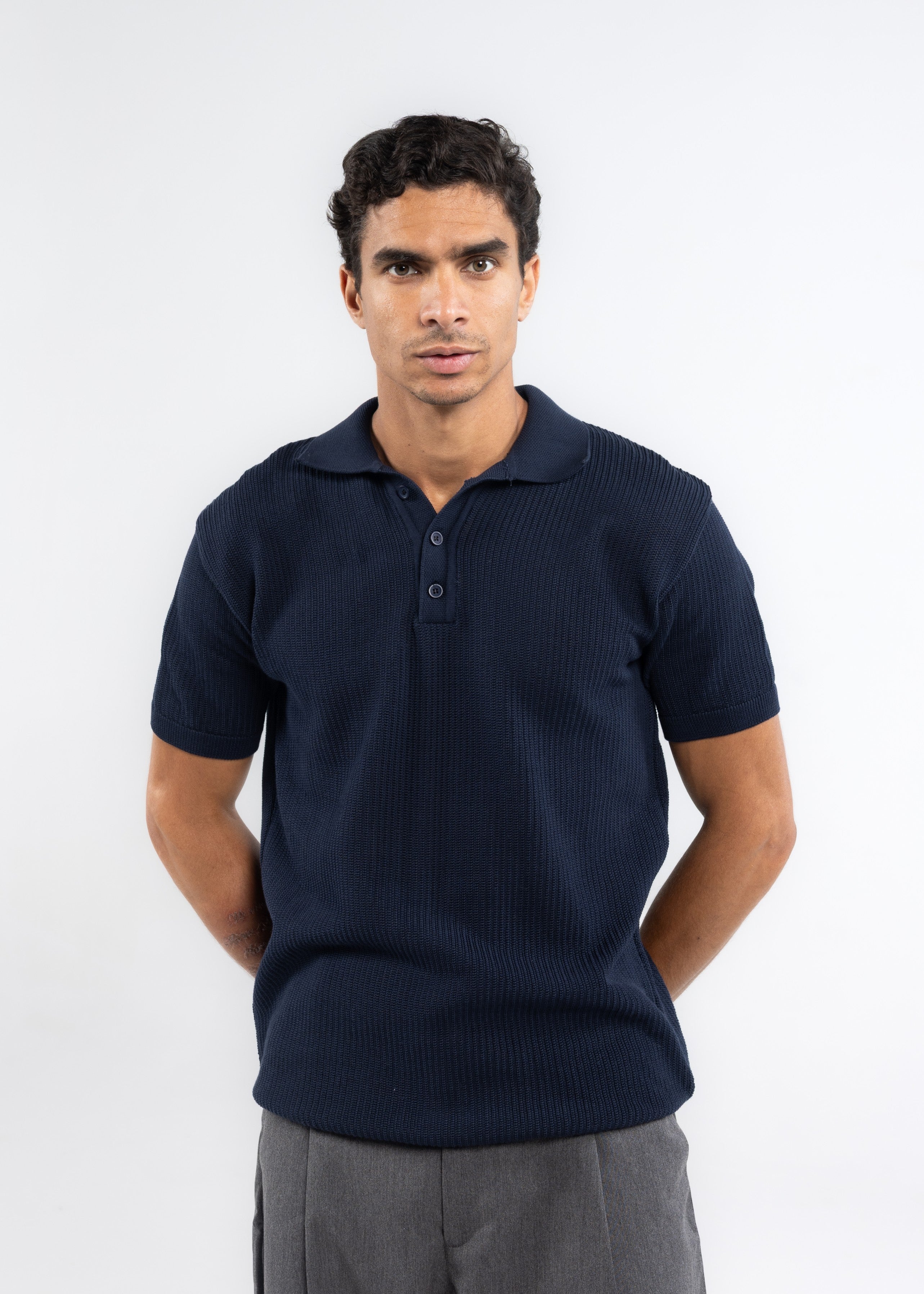 The Texture Polo in Navy