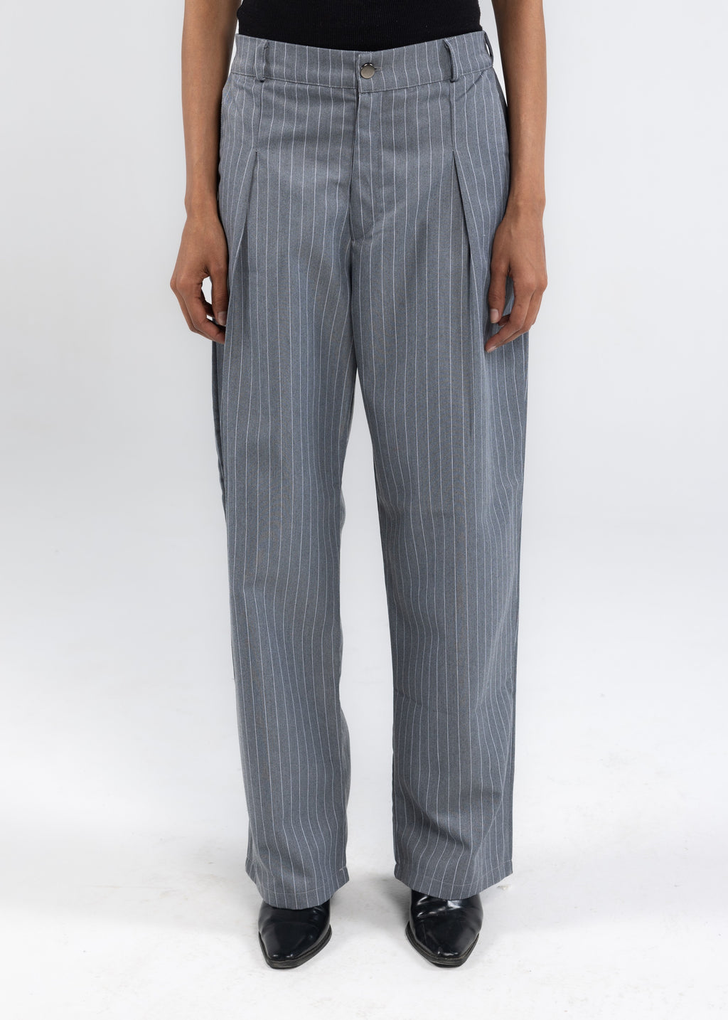 Striped Tailored Pants in Grey