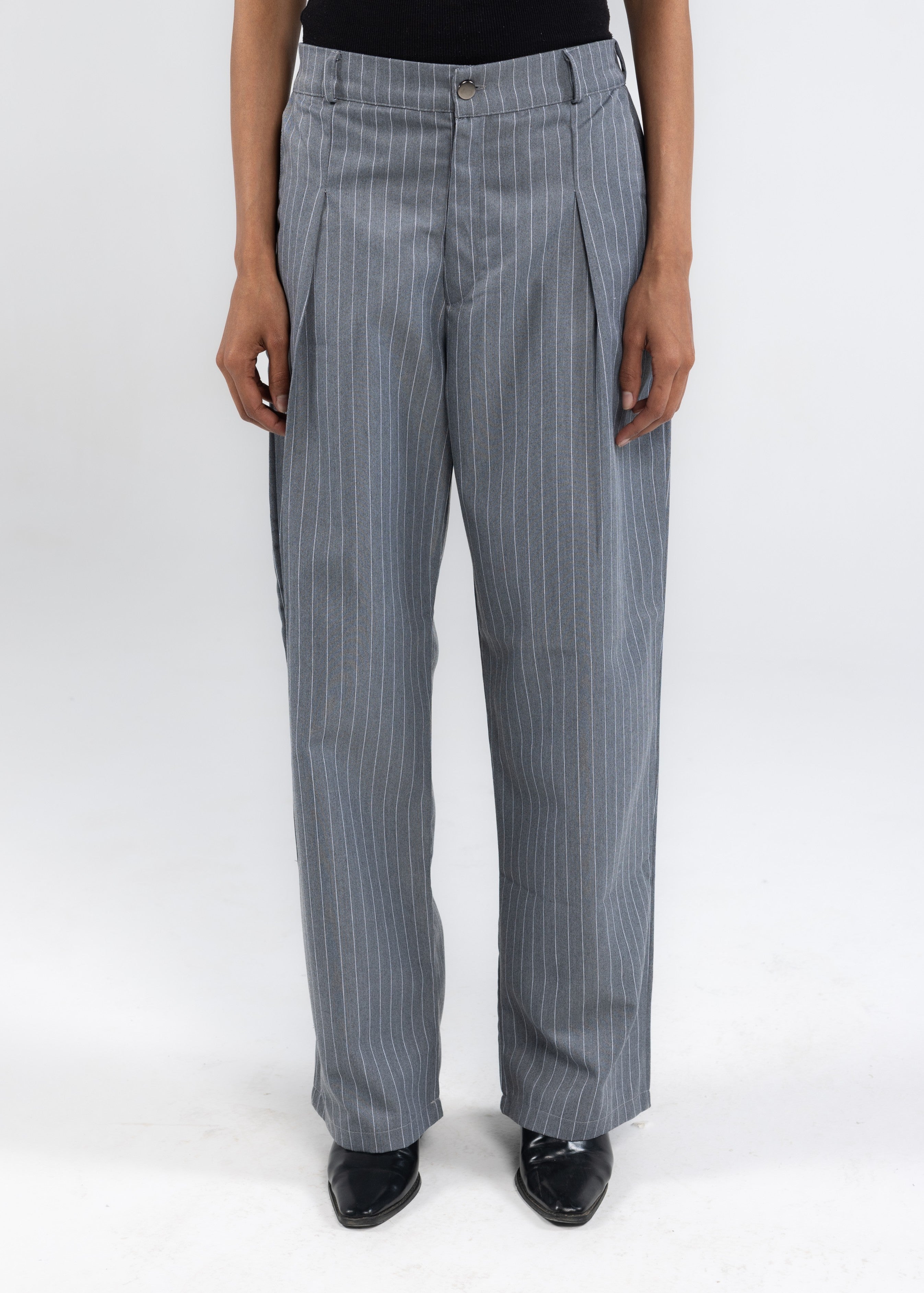 Striped Tailored Pants in Grey