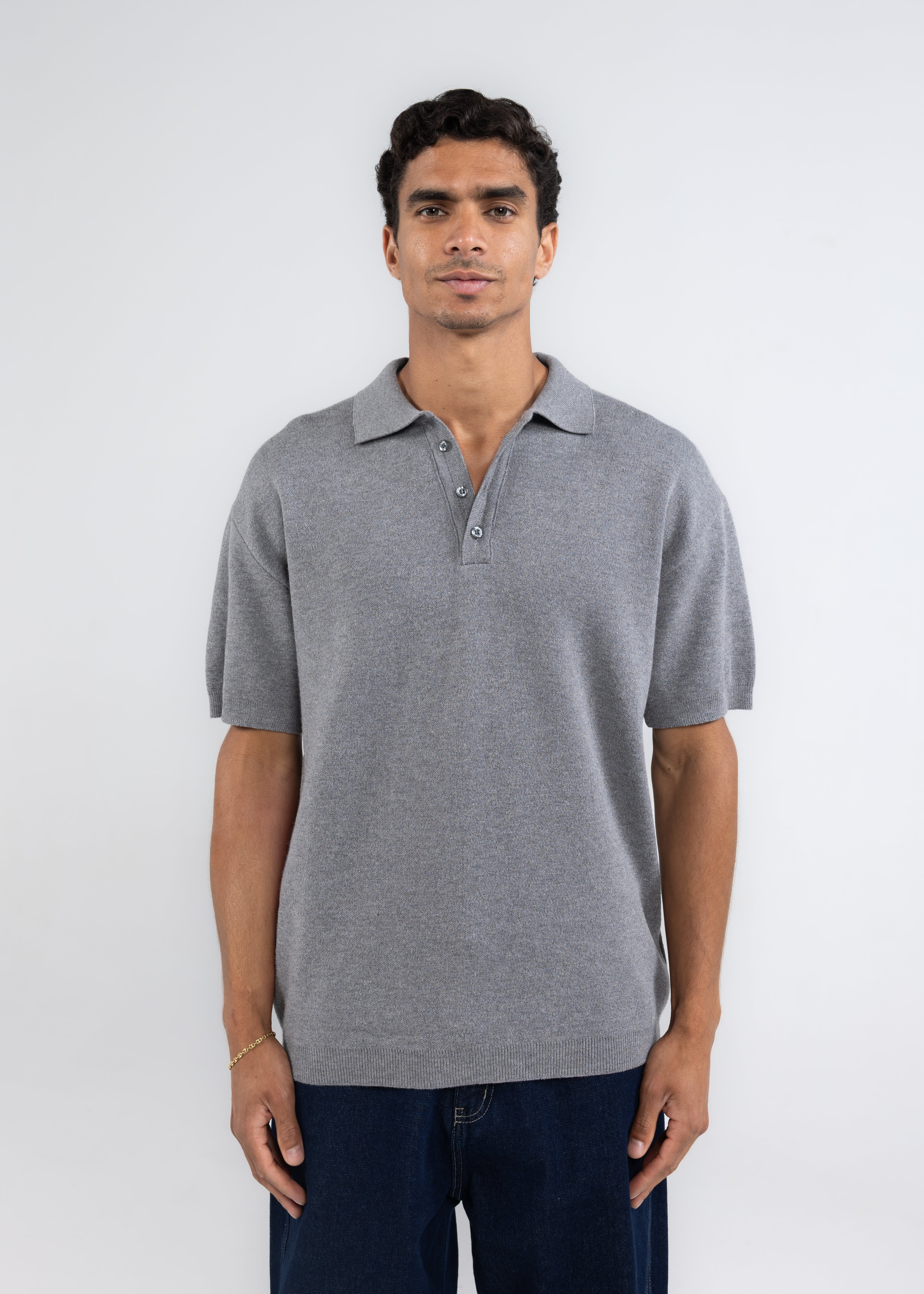 The 3 Button Polo In Grey