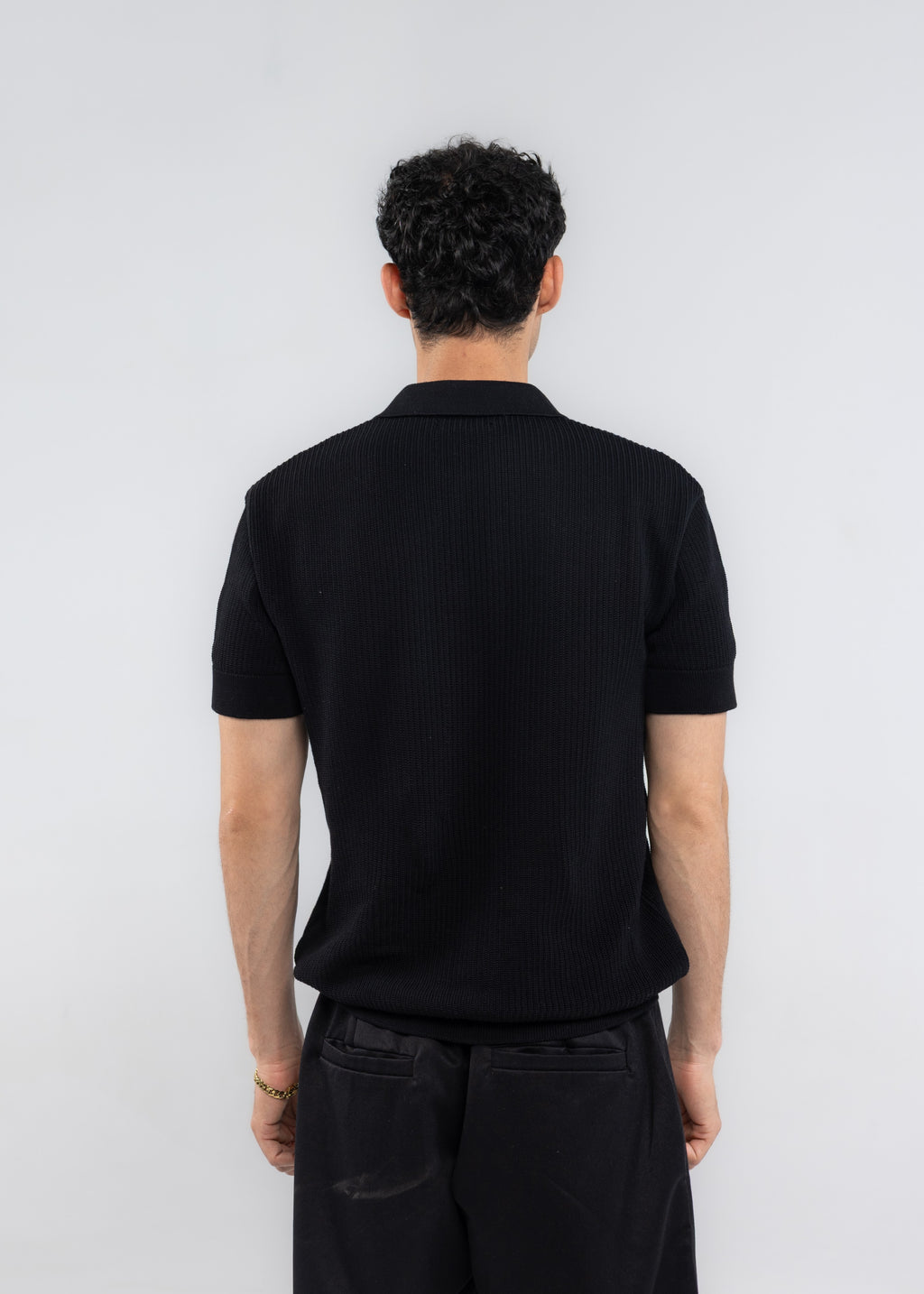 The Texture Polo in Black