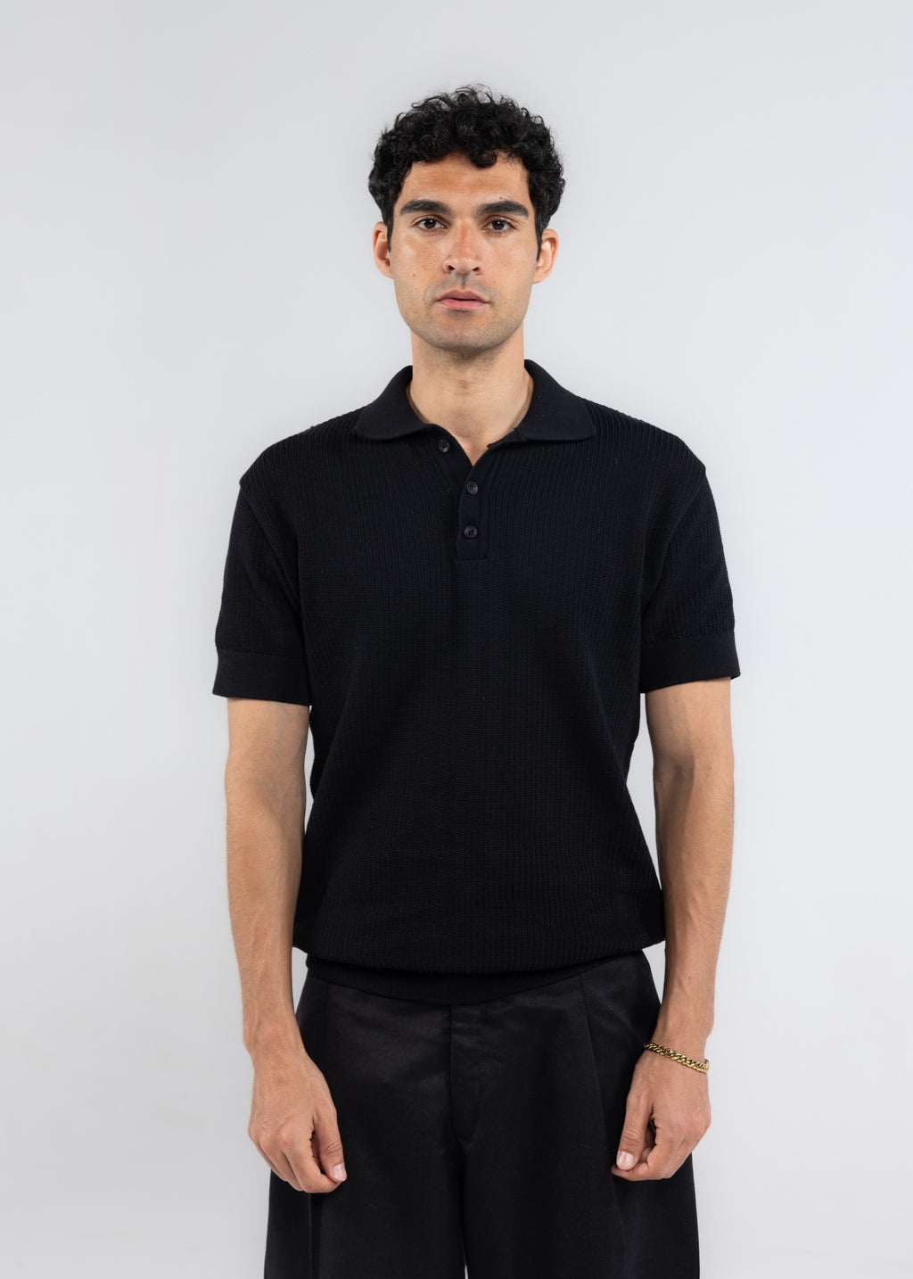 The Texture Polo in Black
