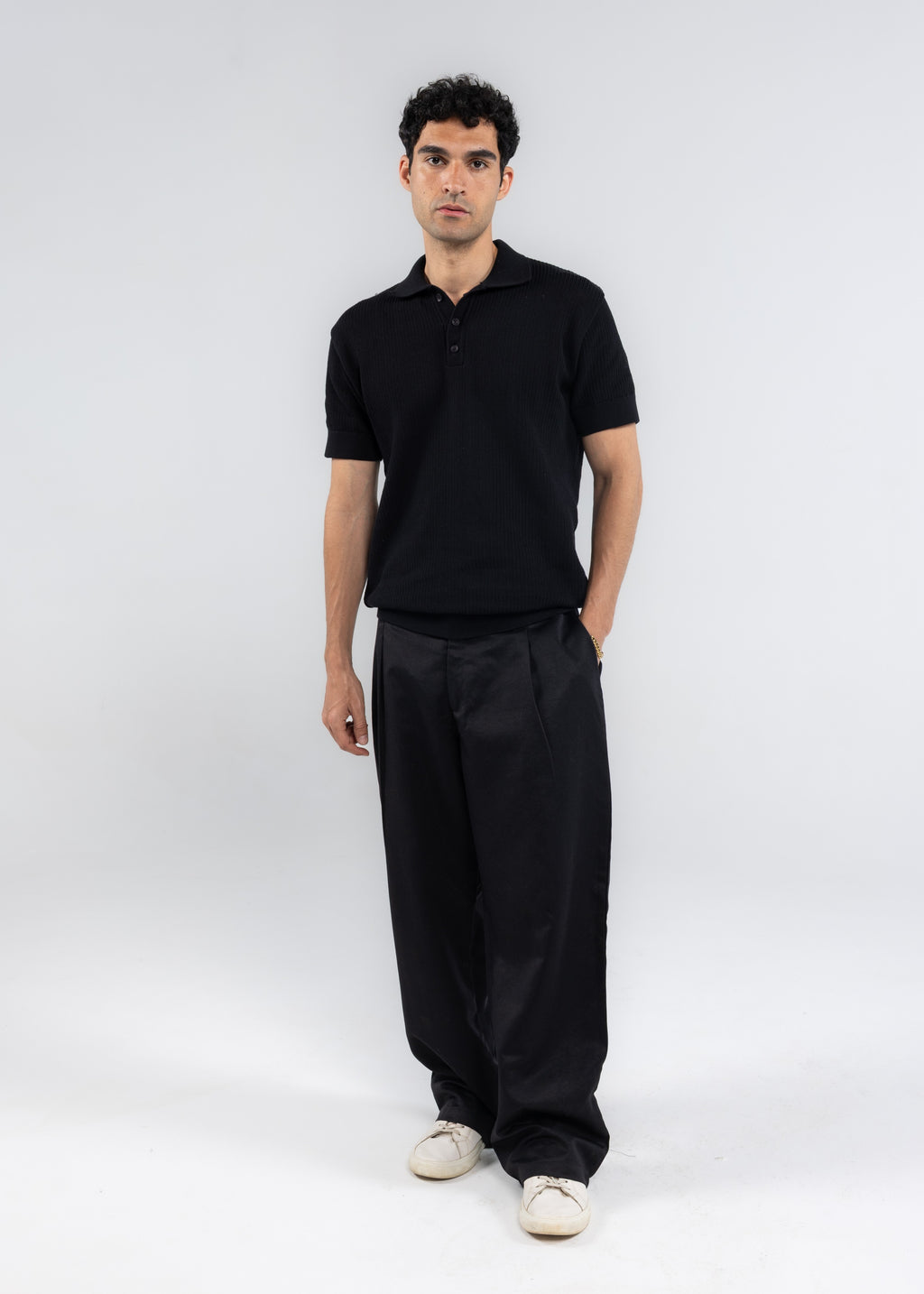 The Texture Polo in Black