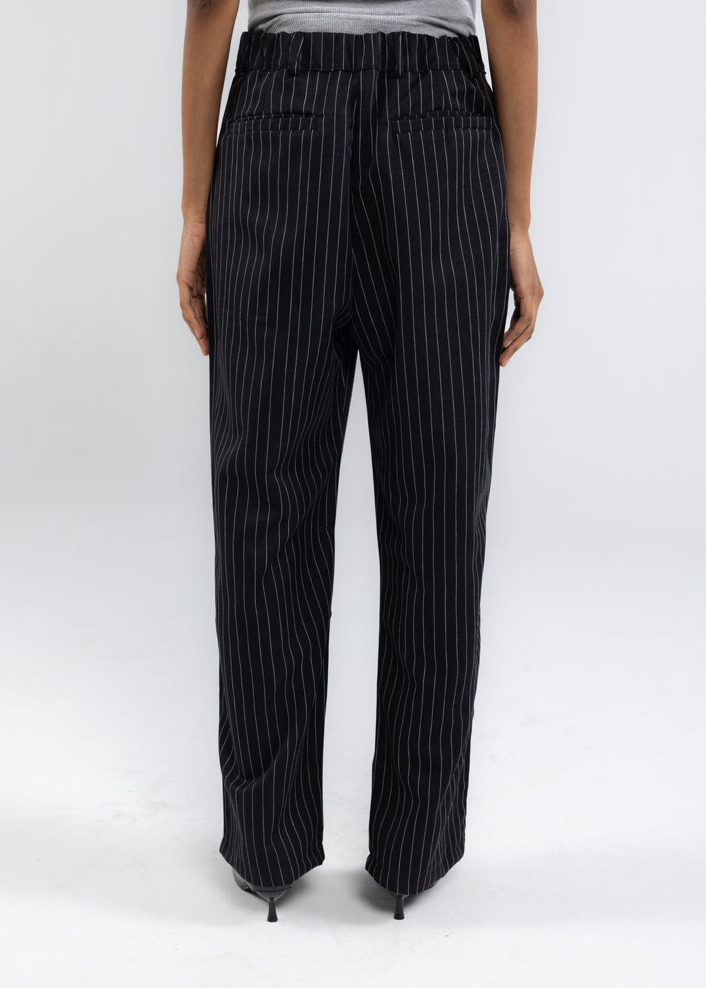 Striped Tailored Pants in Black