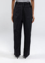 Striped Tailored Pants in Black