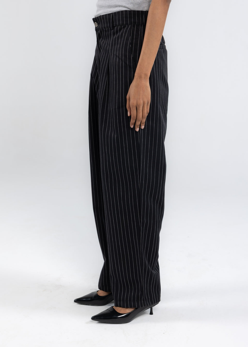 Striped Tailored Pants in Black