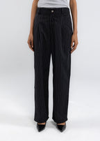 Striped Tailored Pants in Black